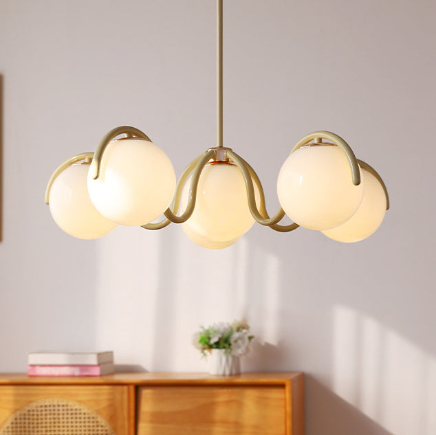 Lustre moderne minimaliste en verre et fer à 6 lumières pour salon 