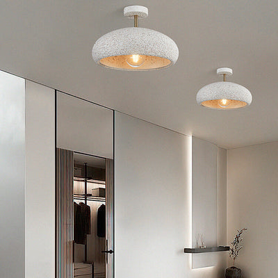Moderne minimalistische ovale Gips-Eisen 1-Licht Semi-Flush-Montage Deckenleuchte 