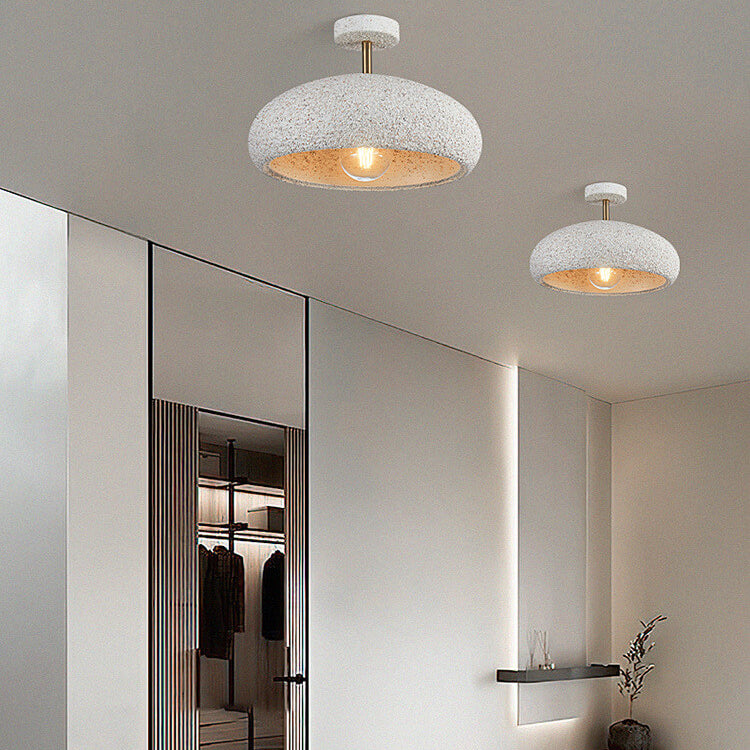 Moderne minimalistische ovale Gips-Eisen 1-Licht Semi-Flush-Montage Deckenleuchte 
