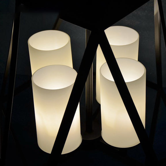 Chandelier contemporain en fer trapézoïdal quadrilatéral industriel 3/4 lumières pour salon 
