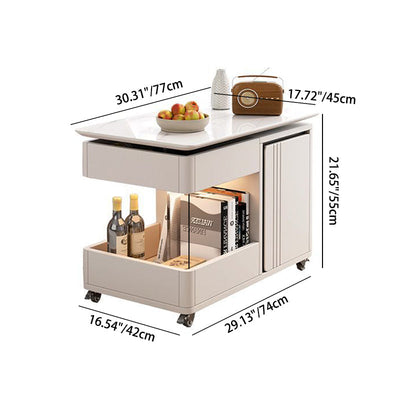 Table d'appoint moderne minimaliste rectangulaire en métal et bois avec 2 tiroirs pour salon 