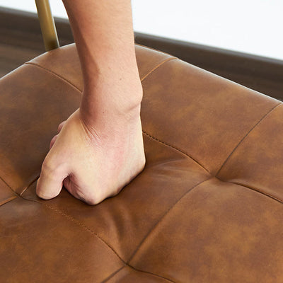 Modern Minimalist Square Metal PU Leather Four Legs  Dining Chair Backrest For Dining Room