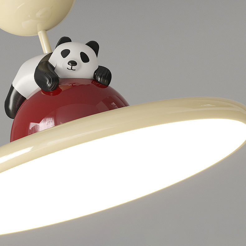 Plafonnier semi-encastré en fer acrylique LED Panda éléphant créatif contemporain pour chambre à coucher 