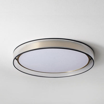 Nordic Luxury Round Fabric Brass Acrylic LED Flush Mount Ceiling Light