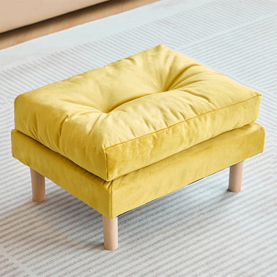 Contemporary Scandinavian Rectangular Snowflake Velvett Upholstered Low Stool Footstool For Living Room
