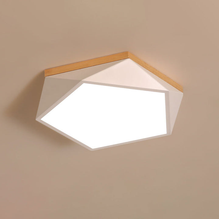 Plafonnier LED en fer acrylique polygone scandinave contemporain pour chambre à coucher 