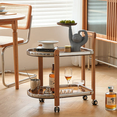 Moderner minimalistischer quadratischer Holz-Glas-Endtisch, zweistufiger Wagen, drehbar für das Wohnzimmer 