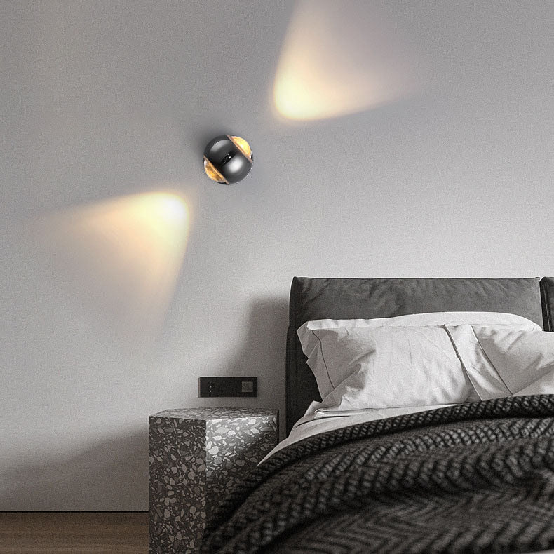 Contemporary Nordic Aluminum Semicircle Up And Down Luminous LED Spotlight Wall Sconce Lamp For Bedroom