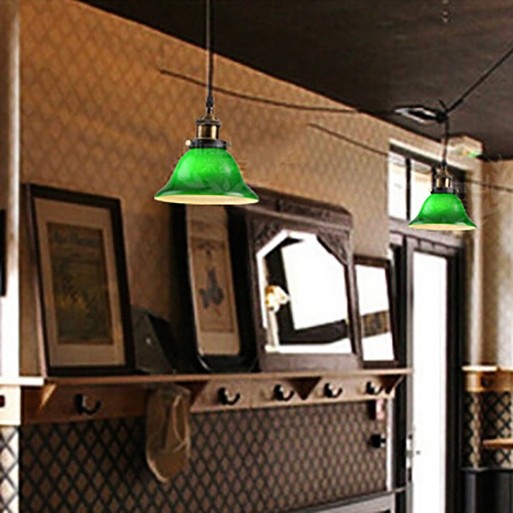 Zeitgenössische Retro-Pendelleuchte mit 1 Licht und ausgestelltem Glasschirm in Smaragdgrün für Esszimmer 