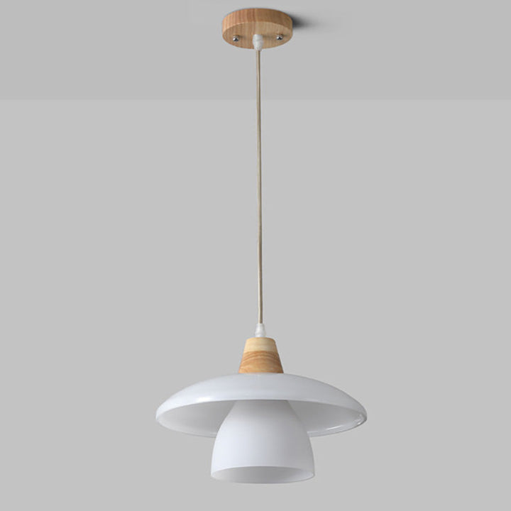 Suspension Luminaire 1 Lumière en Verre et Bois de Style Vintage Traditionnel pour Chambre 