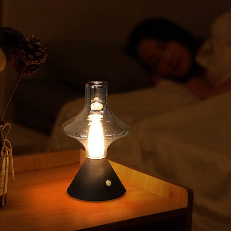 Zeitgenössische Einfachheit Glas Spinner Gyroskop Metall Basis LED USB Tisch Lampe Für Schlafzimmer 