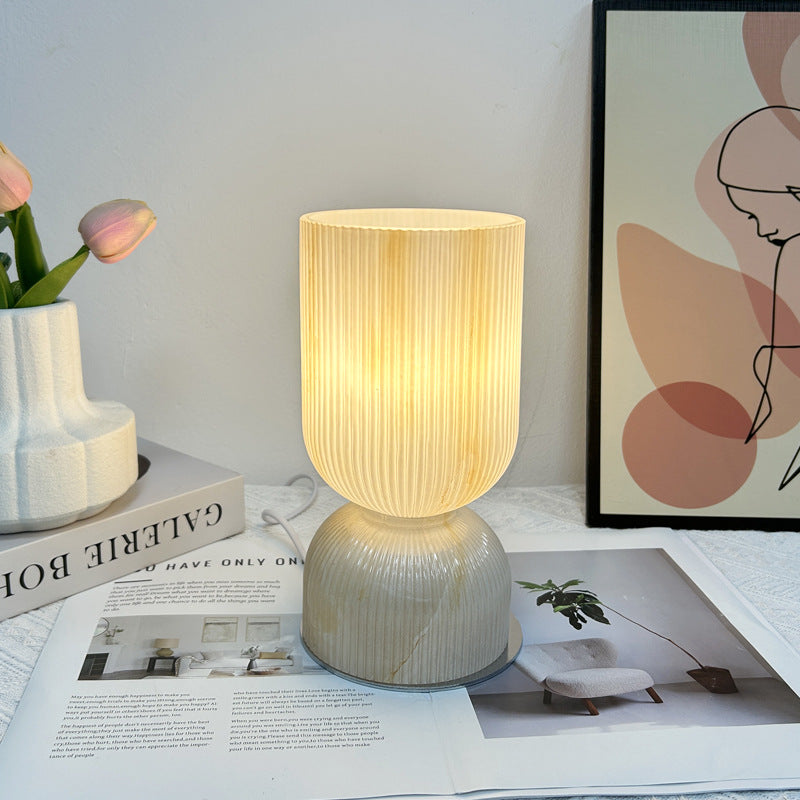 Lampe de table moderne minimaliste en verre cylindre avec entonnoir 1 lumière pour chambre 