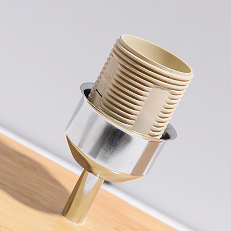 Lámpara de mesa contemporánea nórdica de cilindro de tela de madera elíptica de 1 luz para estudio 