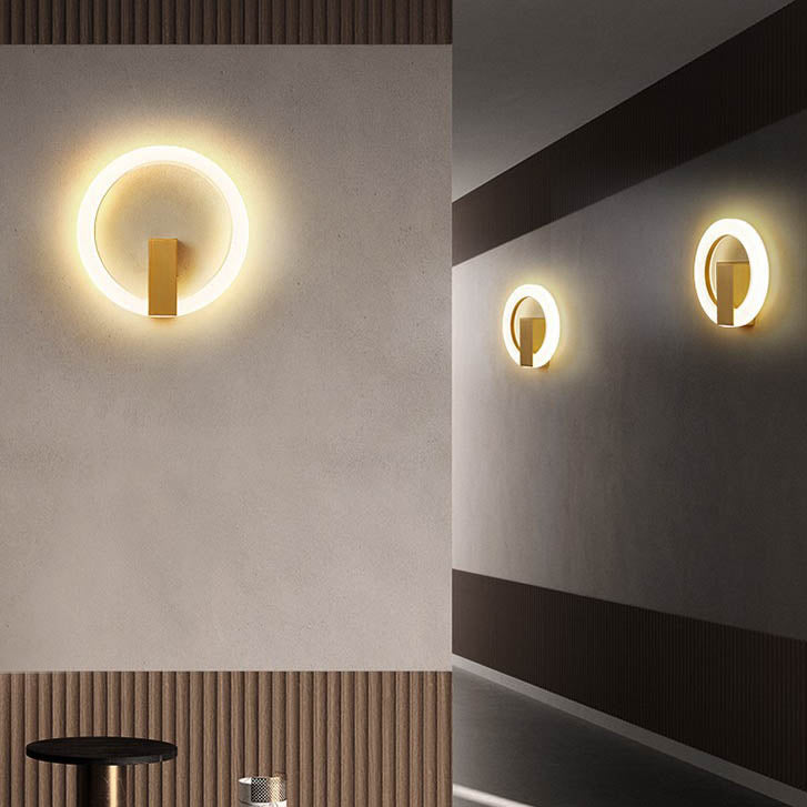 Moderne minimalistische runde Eisen-Aluminium-PVC-LED-Wandleuchte für das Schlafzimmer 