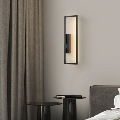 Moderne Mid-Century Wandleuchte aus Kupfer im rechteckigen geometrischen Design mit LED für das Bett 