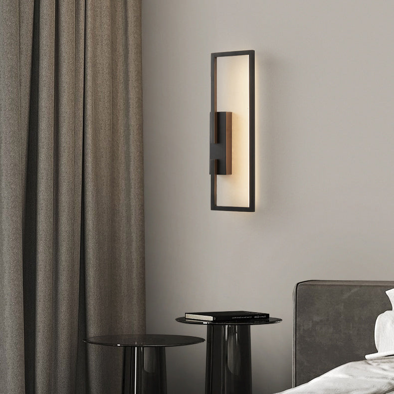 Moderne Mid-Century Wandleuchte aus Kupfer im rechteckigen geometrischen Design mit LED für das Bett 