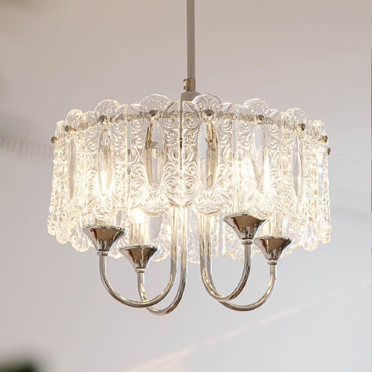 Porte-bougie rond en verre et fer traditionnel français 4/5/6 Lumières Lustres pour chambre 