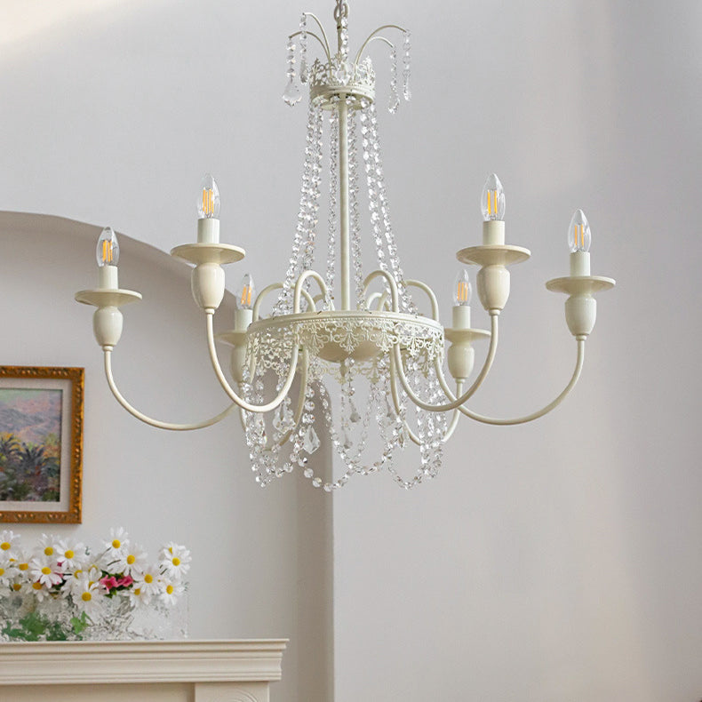 Modern Shabby Chic Candelabra Iron Crystal 4/5/6/8 Light Chandelier For Living Room