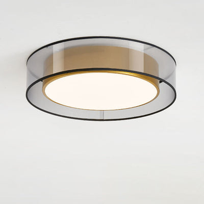 Zeitgenössische nordische Eisen-Messing-Acryl-runde LED-Unterputz-Deckenleuchte für Wohnzimmer 
