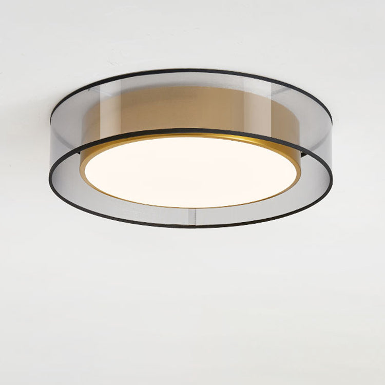 Zeitgenössische nordische Eisen-Messing-Acryl-runde LED-Unterputz-Deckenleuchte für Wohnzimmer 