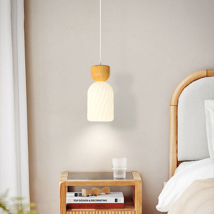 Contemporary Scandinavian Log Glass Round 1/3-Light Pendant Light For Bedroom