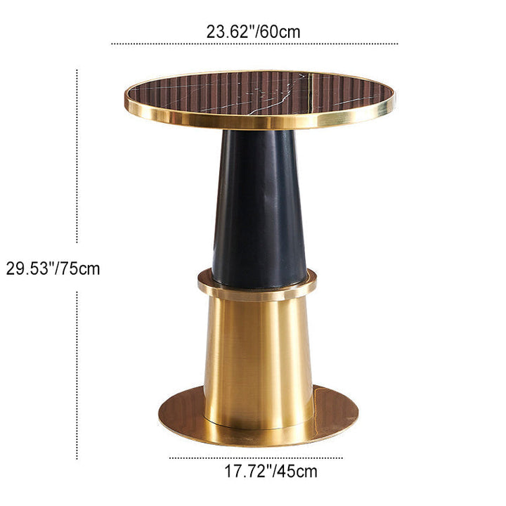 Moderner luxuriöser runder Couchtisch aus Steinplatte und Edelstahl, 1 Ebenen, für das Wohnzimmer 
