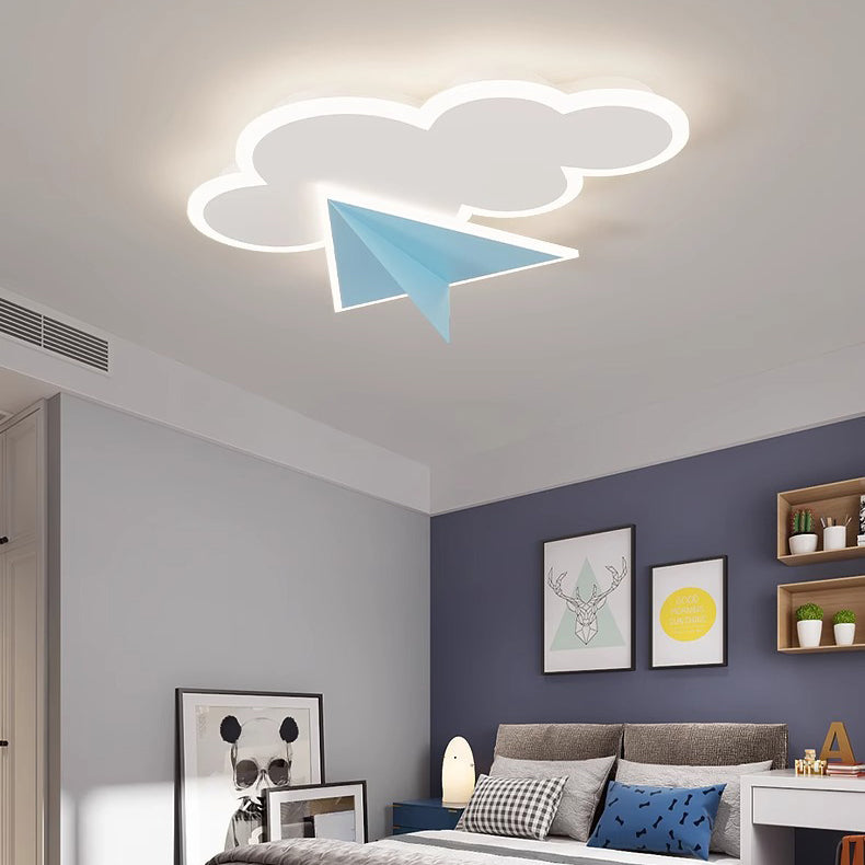 Moderne Art Deco Kinder Eisen Acryl Wolke Flugzeug LED Unterputz Deckenleuchte für Schlafzimmer 