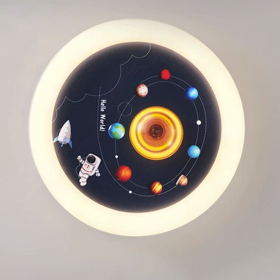 Zeitgenössische nordische Hardware Runde Planet Cartoon LED Deckenleuchte für Schlafzimmer 
