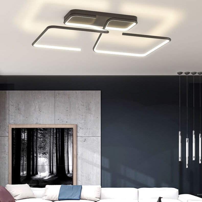 Modern Minimalist Lines Rectangular Iron Acrylic LED Flush Mount Ceiling Light