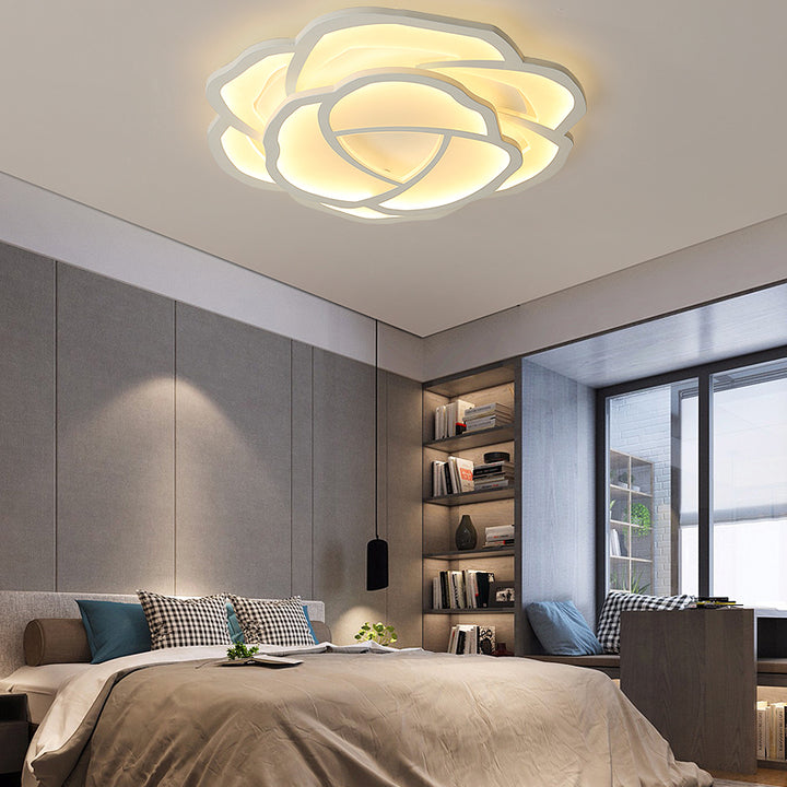 Moderne minimalistische Rose Form Eisen Acryl LED Unterputz Deckenleuchte für Schlafzimmer 