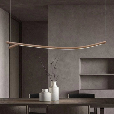 Traditionelle chinesische Streifen-Zweig-Massivholz-Silikon-LED-Insel-Licht-Pendelleuchte für Schlafzimmer 