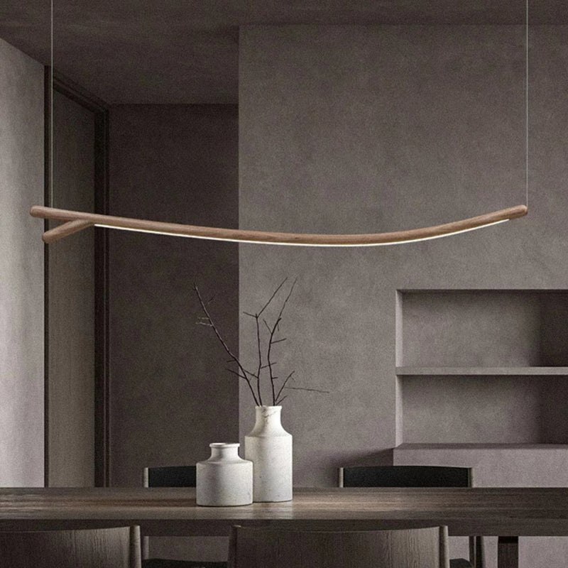 Traditionelle chinesische Streifen-Zweig-Massivholz-Silikon-LED-Insel-Licht-Pendelleuchte für Schlafzimmer 