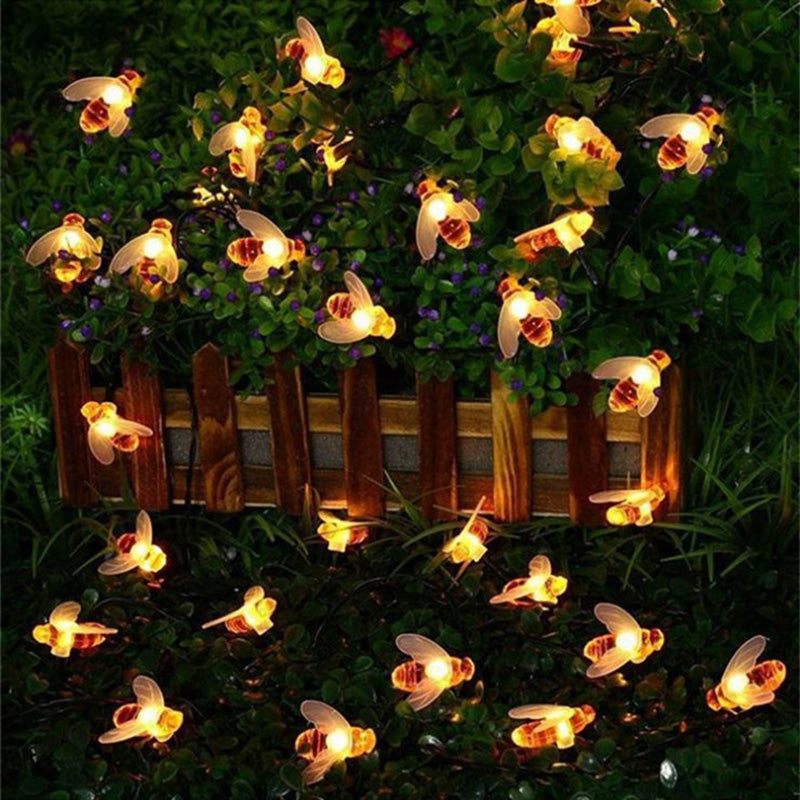 Lumière de chaîne extérieure LED en plastique étanche Art déco moderne abeilles solaires pour décoration de jardin 
