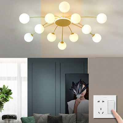 Moderne Luxus Runde Kugel Eisen Glas 10/12/16 Licht Semi-Flush Mount Deckenleuchte für Wohnzimmer 