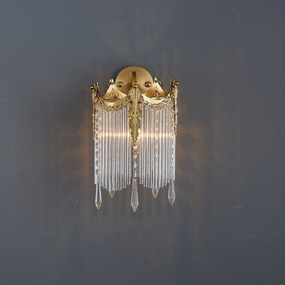 Traditional European Iron Glass Polygon Crown 1-Light Wall Sconce Lamp For Living Room