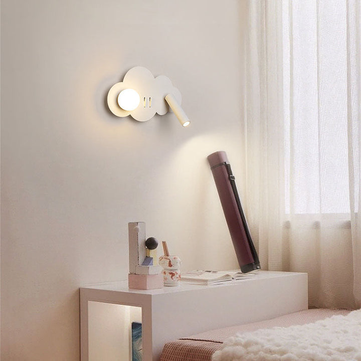 Lámpara de Aplique de Pared con Foco Giratorio LED de Forma de Nube de Acrílico y Aluminio de Simplicidad Contemporánea para Dormitorio 