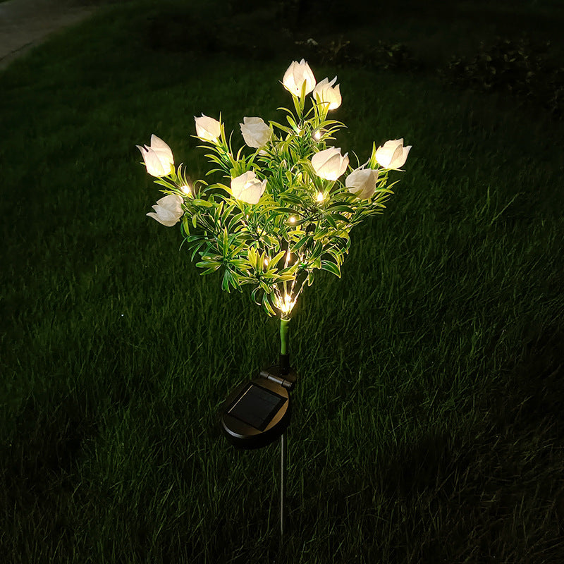 مصباح حديقة LED شمسي مقاوم للماء بتصميم إبداعي معاصر على شكل غاردينيا للباحات الخارجية 