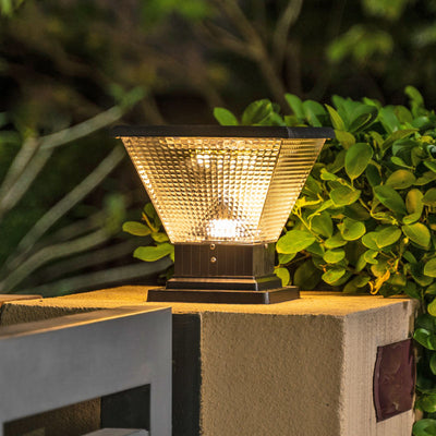 Modern Simplicity Solar Square Round Aluminum Acrylic LED Post Head Light For Garden