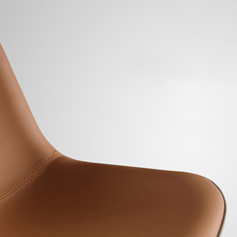 Chaise de salle à manger moderne en cuir de vache simplicité en acier éponge carrée avec dossier incurvé pour salle à manger 