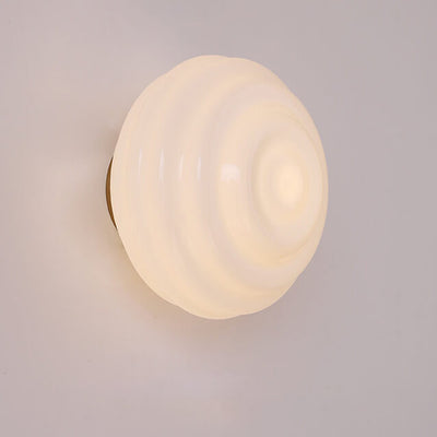 Nordic Cream Wave Round Glass Lampshade 1-Light Wall Sconce Lamp