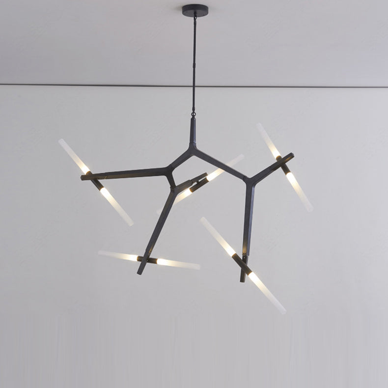 Lustre moderne minimaliste en alliage dendritique fer acrylique 10/16 lumières pour salon 