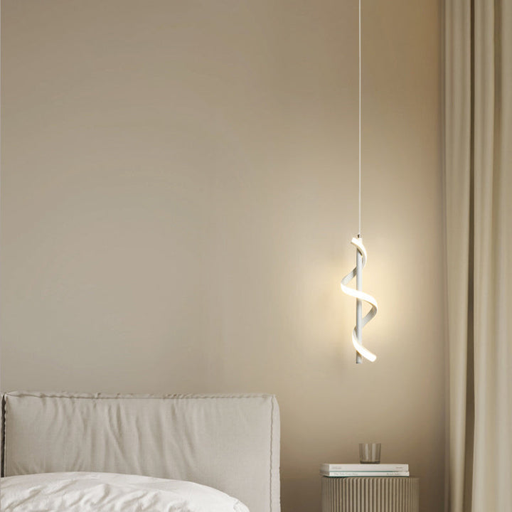Lustre à LED en spirale en aluminium minimaliste moderne avec bande en silicone pour salon 