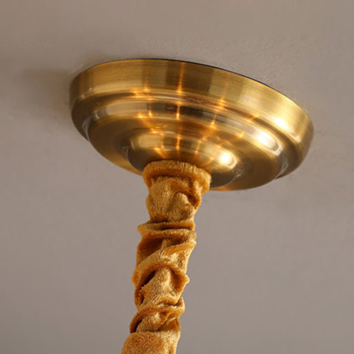 Lámpara de Araña de 6 Luces con Pantalla de Vidrio con Motivo Floral y Acabado Dorado Vintage Tradicional para Dormitorio 