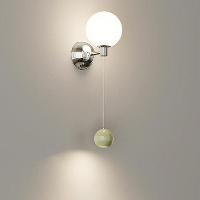 Zeitgenössische Einfachheit Glas Schatten Eisen Ball LED Wand Leuchte Lampe Für Schlafzimmer 