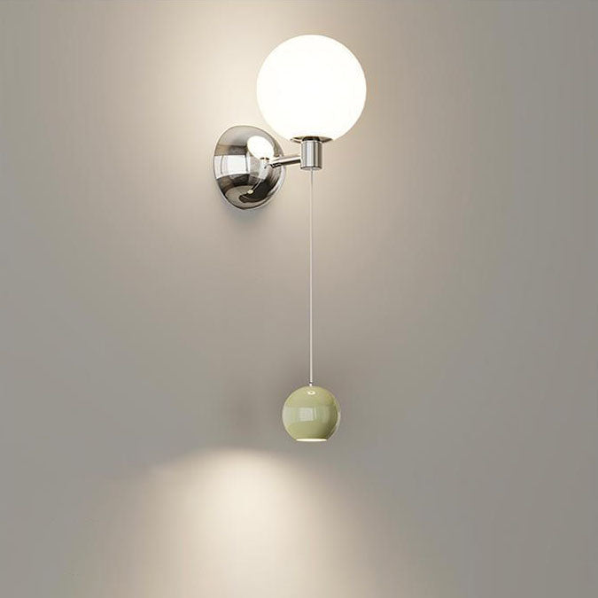 Zeitgenössische Einfachheit Glas Schatten Eisen Ball LED Wand Leuchte Lampe Für Schlafzimmer 