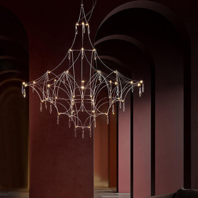Modern Luxury Firefly Geometric Stainless Steel LED Chandelier for Living Room