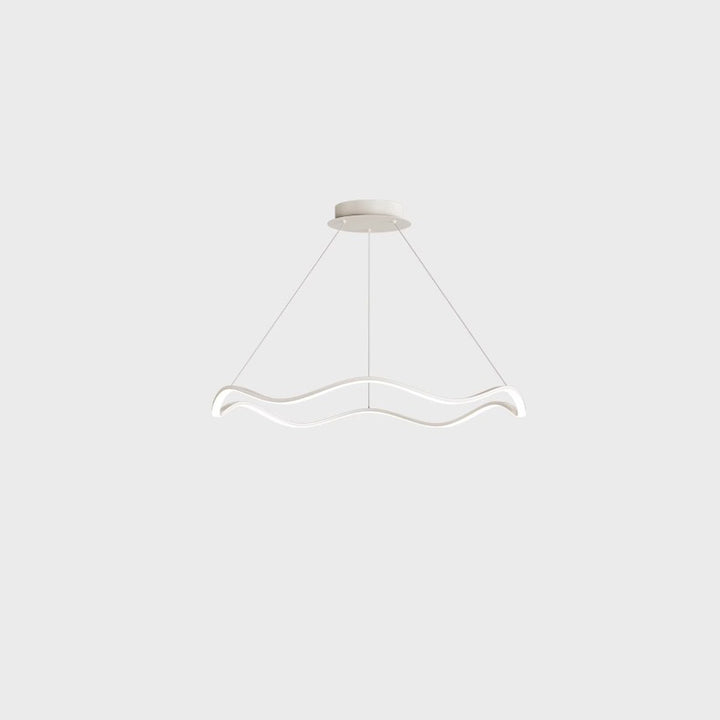 Contemporary Nordic Iron Aluminum Silica Round Wave LED Chandelier For Dining Room