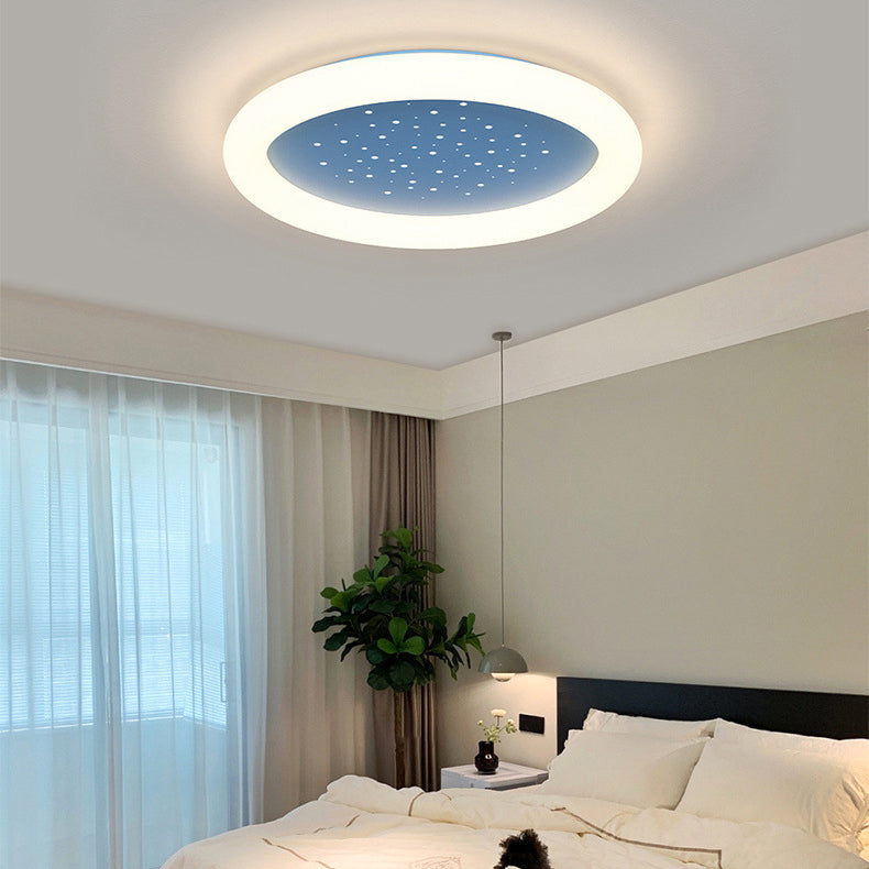 Plafonnier LED rond en fer acrylique simplicité moderne ciel étoilé pour chambre 