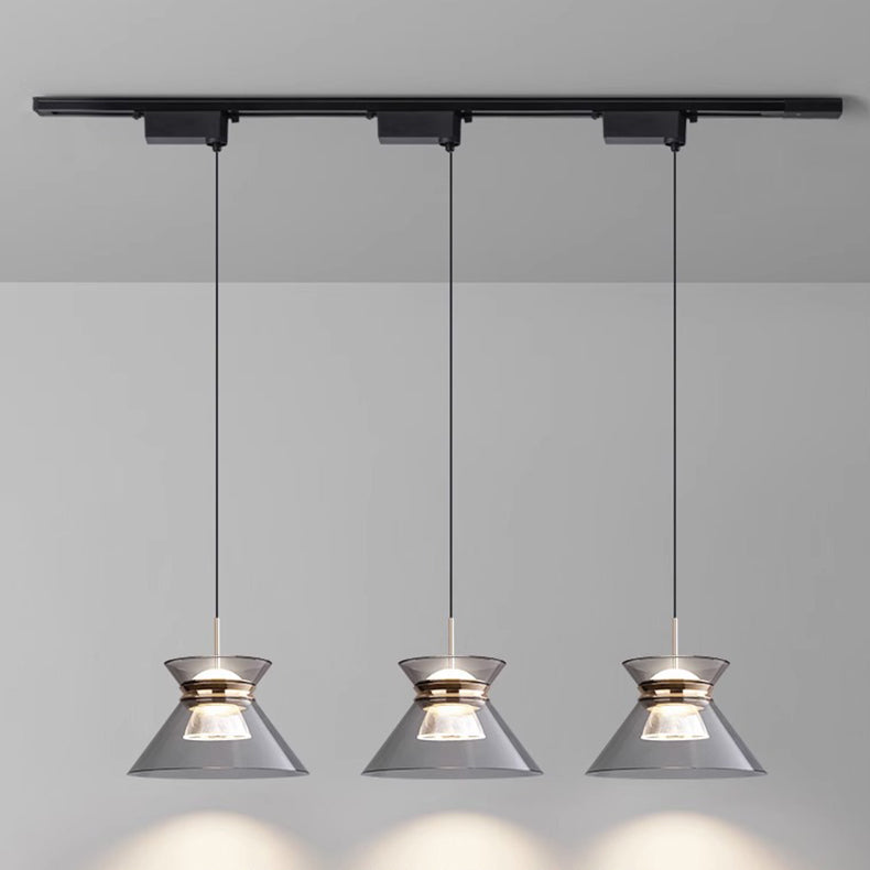 Moderne minimalistische runde Trichter Hardware Acryl LED Insel Licht Kronleuchter für Esszimmer 
