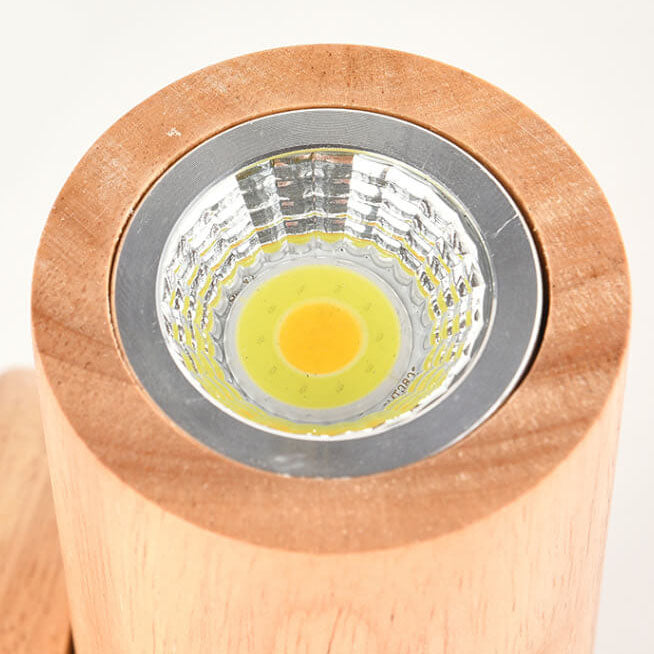 Applique murale LED à double tête en bois massif simple et moderne 